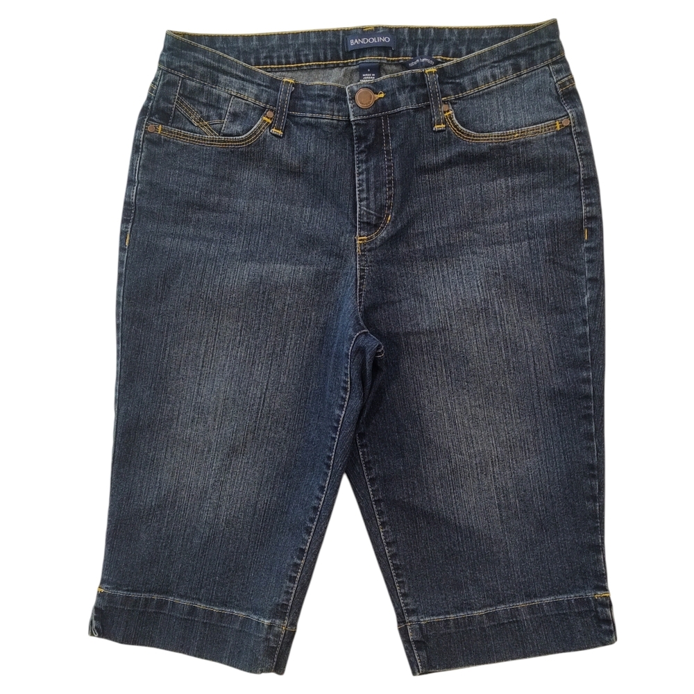 Bandolino Jean Shorts Lisbeth Bermuda Dark Wash Denim Women's Size 8 Jorts 13"